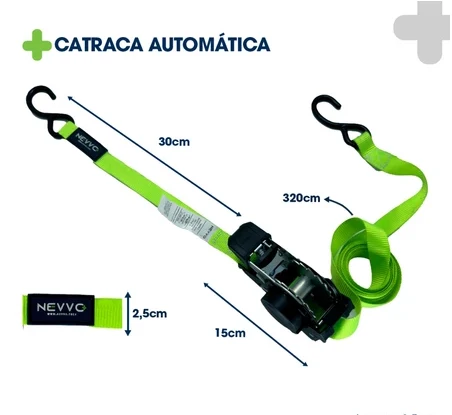 Medidas da cinta: 320 cm, 30 cm, 15 cm e 2,5 cm