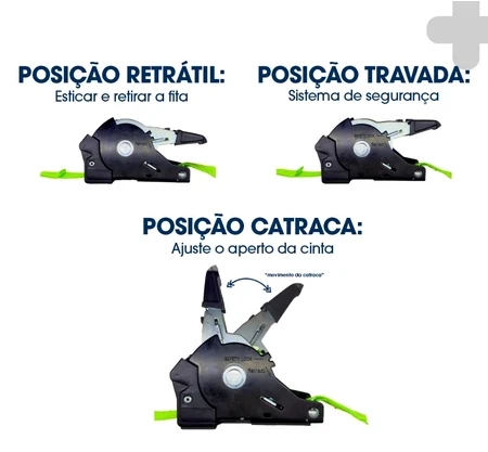Posições retrátil, travada e catraca